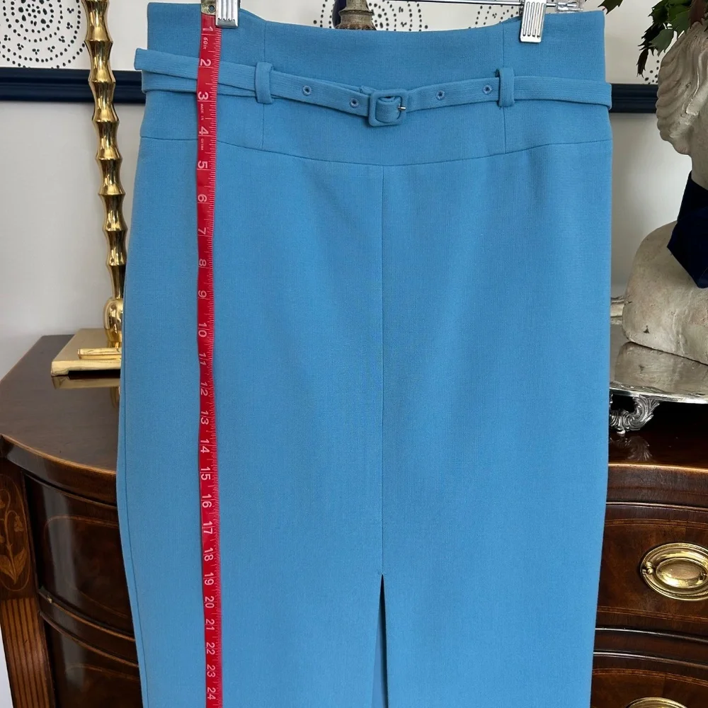Ann Taylor Blue Straight Belted Skirt, Size 2 - Picture 3 of 4